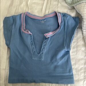 Urban Outfitters Blue Top with Pink Trim